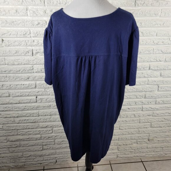 Liz Me Womens Top 2X Tunic Plus Short Sleeve Blue Buttons Cotton Blend BLU30E - Picture 5 of 7